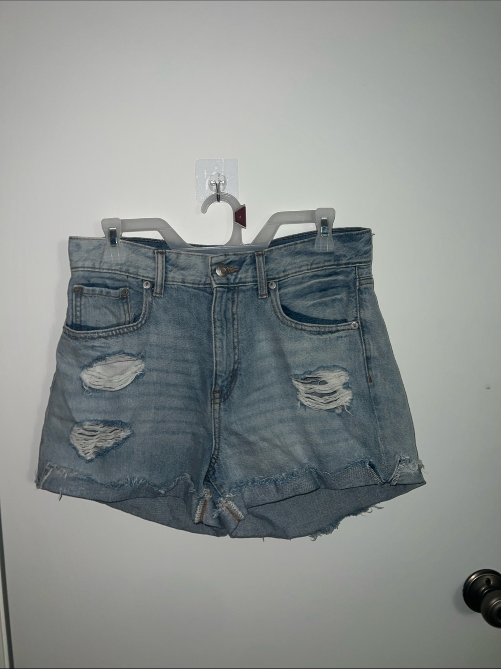 Aeropostale Light Blue Distressed Denim Cutoff Shorts